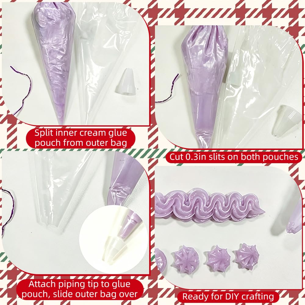 Decoden Cream Glue Kit, Whipped Cream Glue for Crafts DIY