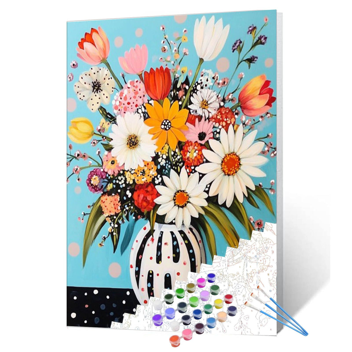 Tucocoo Hydrangea in Glass Vase Window Landscape Paint by Numbers for Adults Beautiful Flower DIY Paint by Numbers Acrylic Paint Canvas Colorful Flowers Painting Kits Art 16x20 Inch(Without Frame)