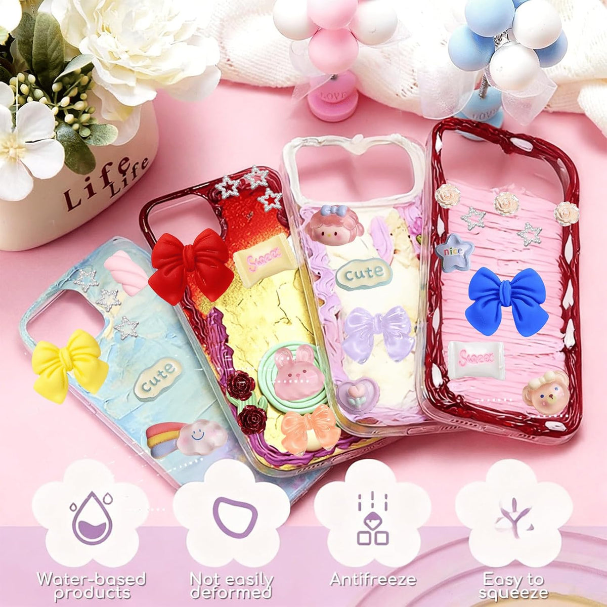 7 Colors (50g) Decoden Cream Kit, Fake Whipped Cream Glue for Crafts DIY