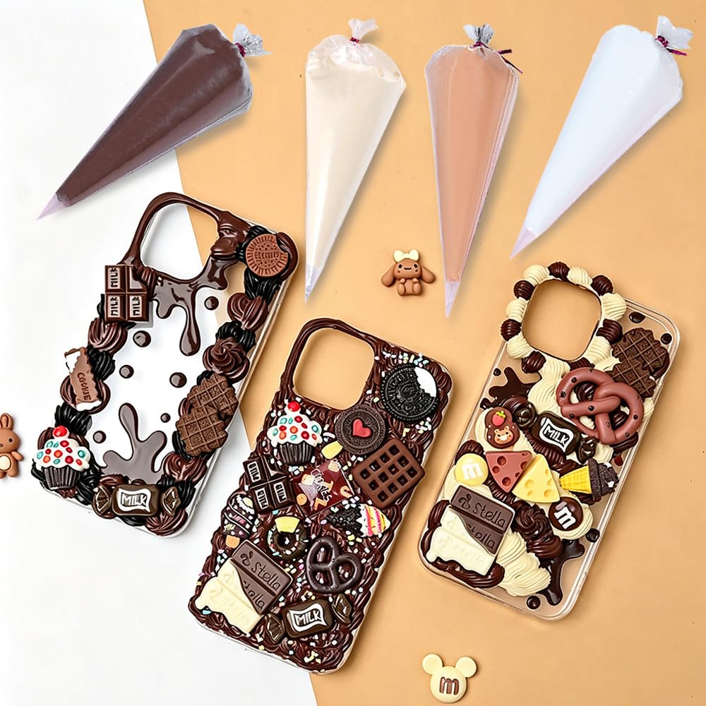 4 Colors Cream Glue Set,Include 4Pcs 100g Simulation Cream Glue with Nozzle 2 Pack Simulated Food Themed Ornaments DIY Phone Case Scrapbooking Resin Jewelry Making
