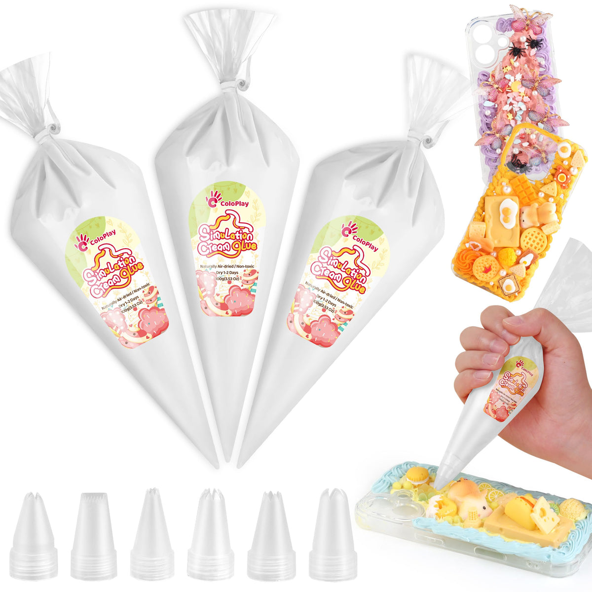 Cream Glue, 3PCS Caramel Whipped Cream Glue Kit (Each 100g)