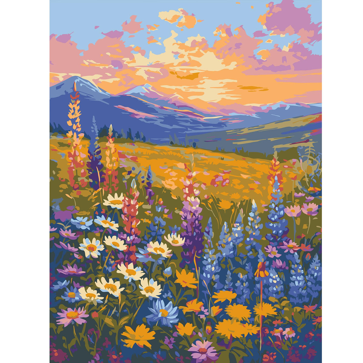 YULIDECO Flowers Paint by Numbers for Adults,Beach Adult Paint by Number Kits on Canvas, DIY Acrylic Oil Easy Painting by Numbers for Home Wall Decor(12x16Inch)