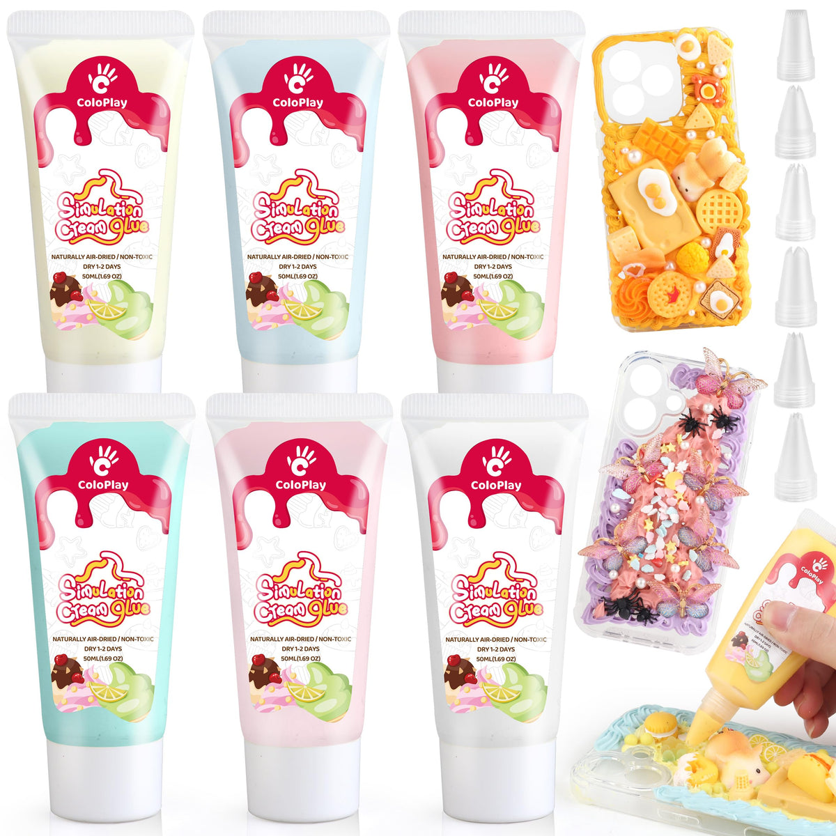 Cream Glue, 24PCS 50g Whipped Cream Glue Kit with 36PCS Piping Tip