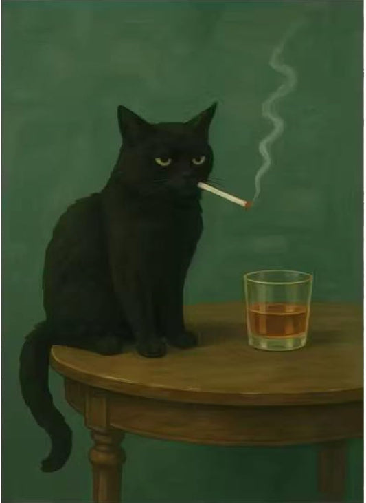 Cat Paint by Numbers Animals DIY Black Cat Painting On Canvas 16 x 20 inch