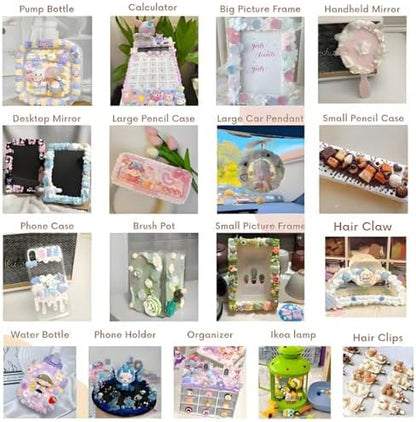 BoFUN 8PCS Cream Glue Craft Set, + 3 Decoden Cream, Resin Charms, Ideal for Jewelry, Home Decor& Miniature Handmade