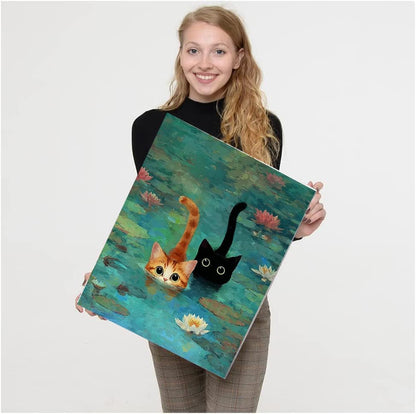 TCDZMYGS Pond Cat Paint by Numbers Kit for Adults Beginner,10x12 in