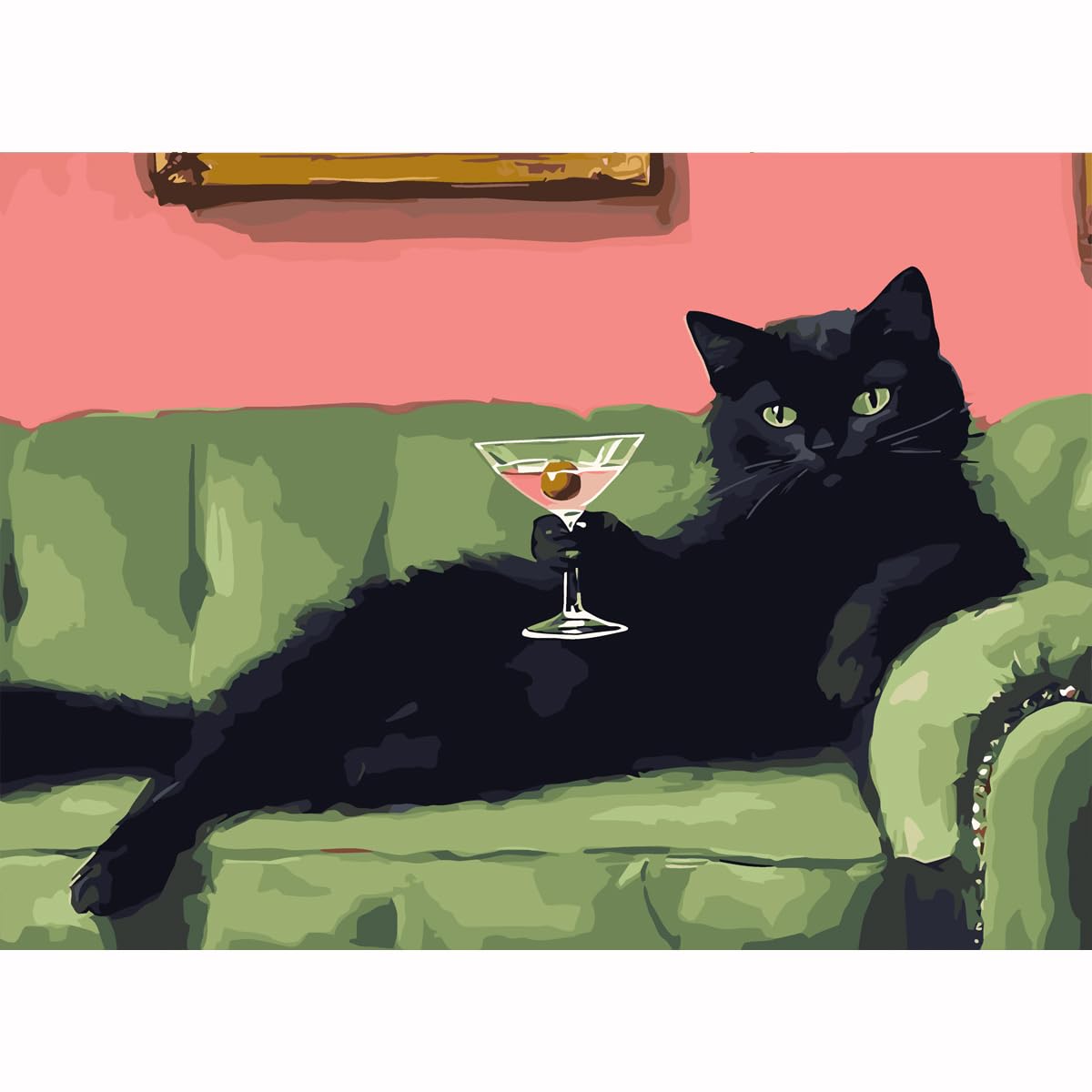 Cat Paint by Numbers Animals DIY Black Cat Painting On Canvas 16 x 20 inch