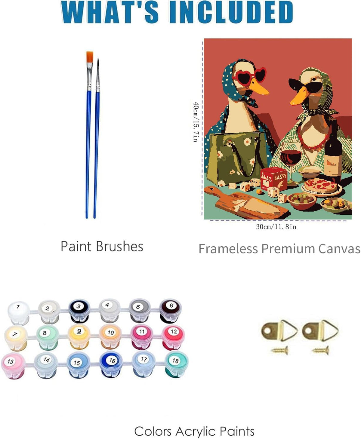 Party Duck Paint by Numbers Kit for Adults Framed Canvas, Frameworkless