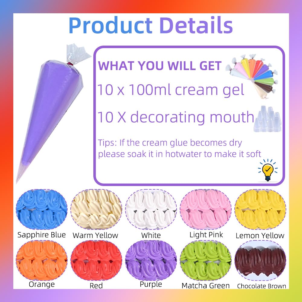 Whipped Cream Glue，Simulation Cream Glue for Phone Case Hair Clip Resin Crafts Decorative Cream Glue Kit for Beginners