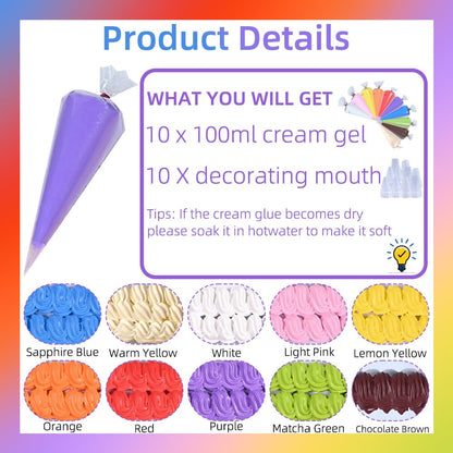 Whipped Cream Glue，Simulation Cream Glue for Phone Case Hair Clip Resin Crafts Decorative Cream Glue Kit for Beginners