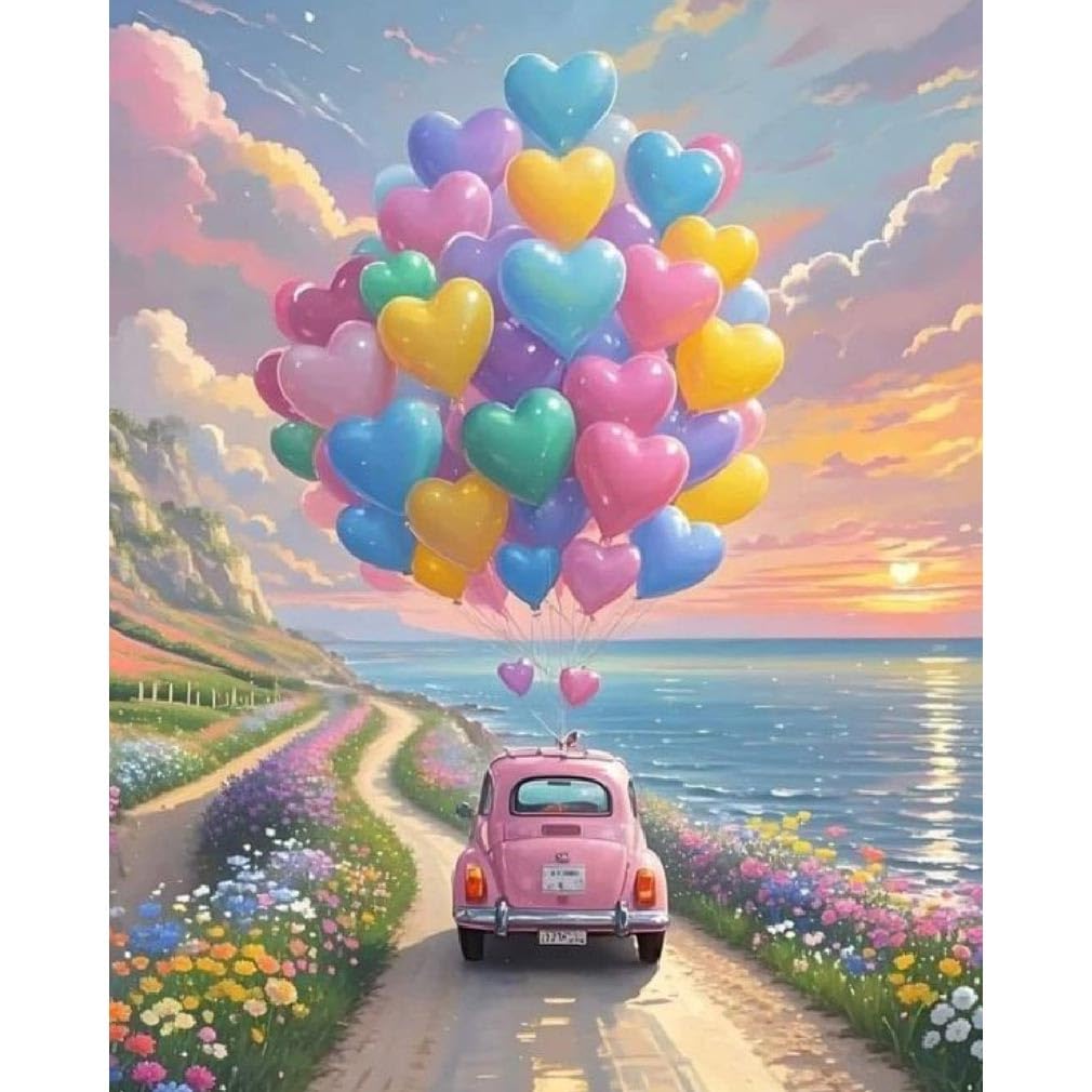 Clendo DIY Moon Paint by Numbers Kit for Adults, Landscape Adult Paint by Number Kits on Canvas Without Frame, Lake View Oil Paint by Numbers for Home Decor Gift 16” W x 20”L