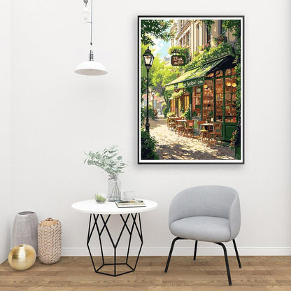 Mrnsiet Paint by Numbers Kit for Adults, Easy Street Cafe Adult Paint by Number Kits on Canvas, Spring Scene DIY Acrylic Oil Number Painting Kits for Home Wall Decor Gift 16x20 Inch