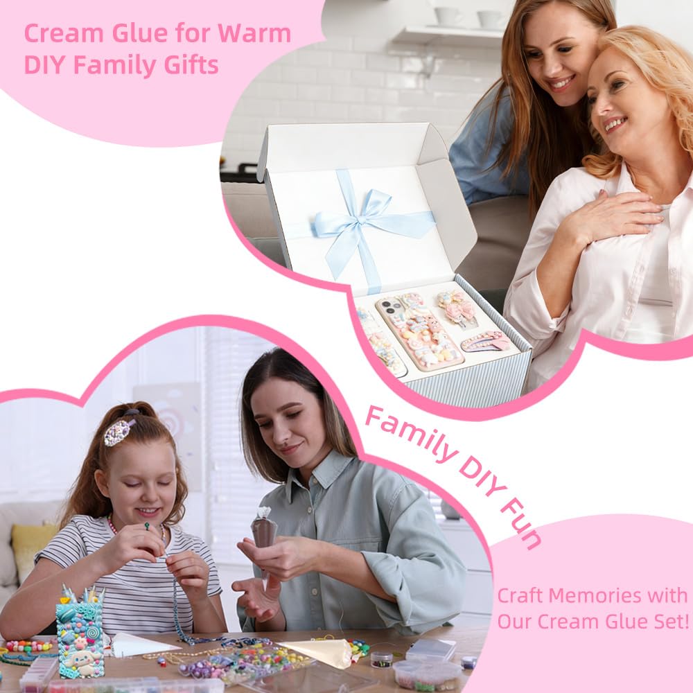 Whipped Cream Glue，Simulation Cream Glue for Phone Case Hair Clip Resin Crafts Decorative Cream Glue Kit for Beginners