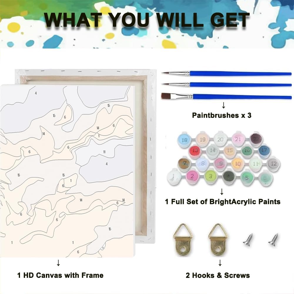 Halloween Paint by Numbers Kit for Adults,Ghost Paint by Number With Frame