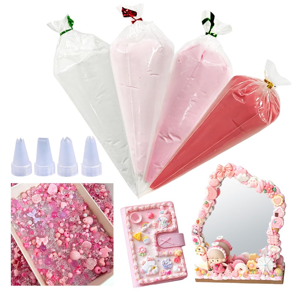 Cream Glue Kit, 4 Tubes Pink Series Cream Glue
