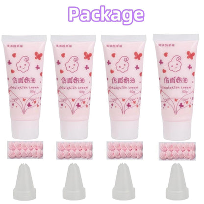 Cream Glue for Crafts, 4pcs (50g) Pink Decoden Cream DIY Phone Case Kit