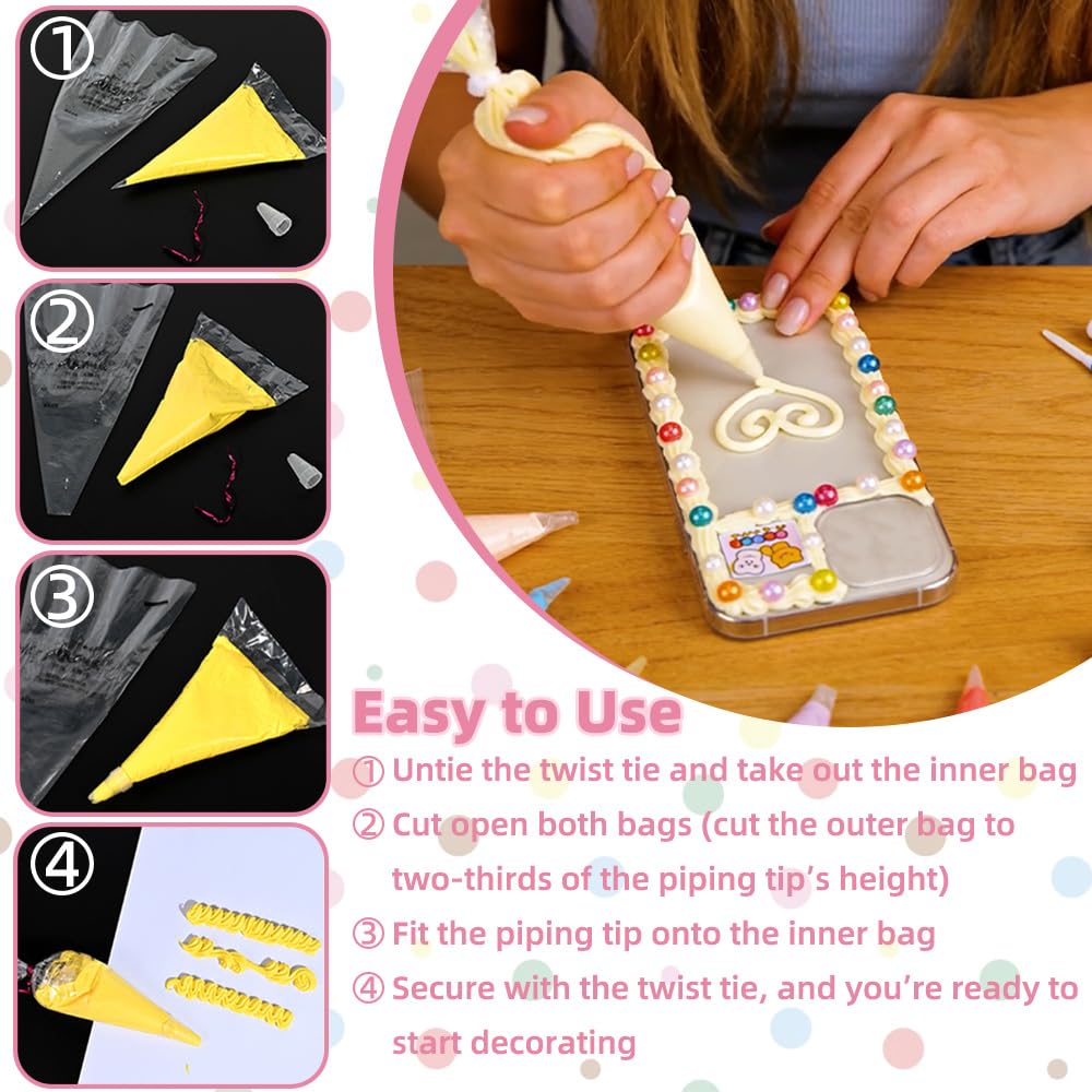 Glitter Cream Glue Kit, 7 Vibrant Sparkle Whipped Glues Including Nozzles Ideal for DIY Phone Cases Scrapbooking Resin Crafts and Ornaments