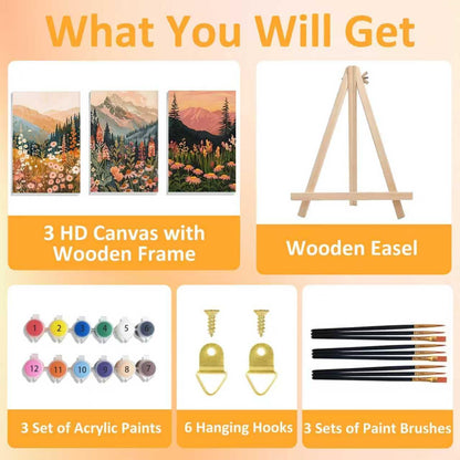 Mandun Landscape Paint by Numbers Kit for Adults, 3 Pack, 7.8x11.8 inch