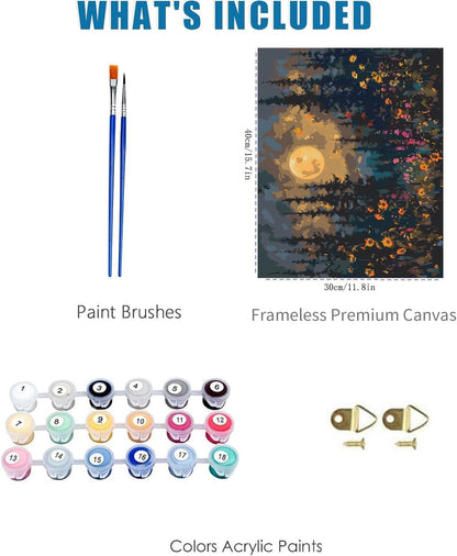 Tree Wildflowers Paint by Numbers Kit for Adults Canvas, Frameworkless
