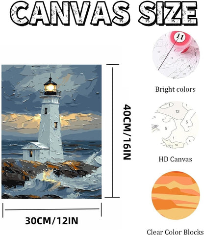 Mosaflare Lighthouse Paint by Numbers for Adults Beginner 12X16 inch