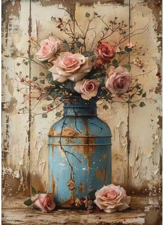 Paint by Numbers Kit for Adults,Rose Vase ainting by Numbers for Beginners