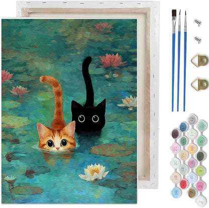 TCDZMYGS Pond Cat Paint by Numbers Kit for Adults Beginner,10x12 in
