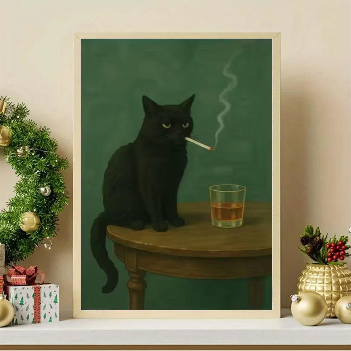 Cat Paint by Numbers Animals DIY Black Cat Painting On Canvas 16 x 20 inch