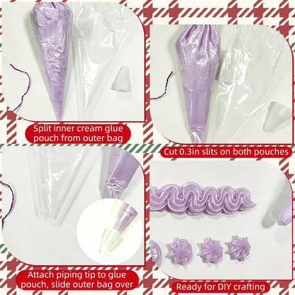 Decoden Cream Glue Kit, Whipped Cream Glue for Crafts DIY