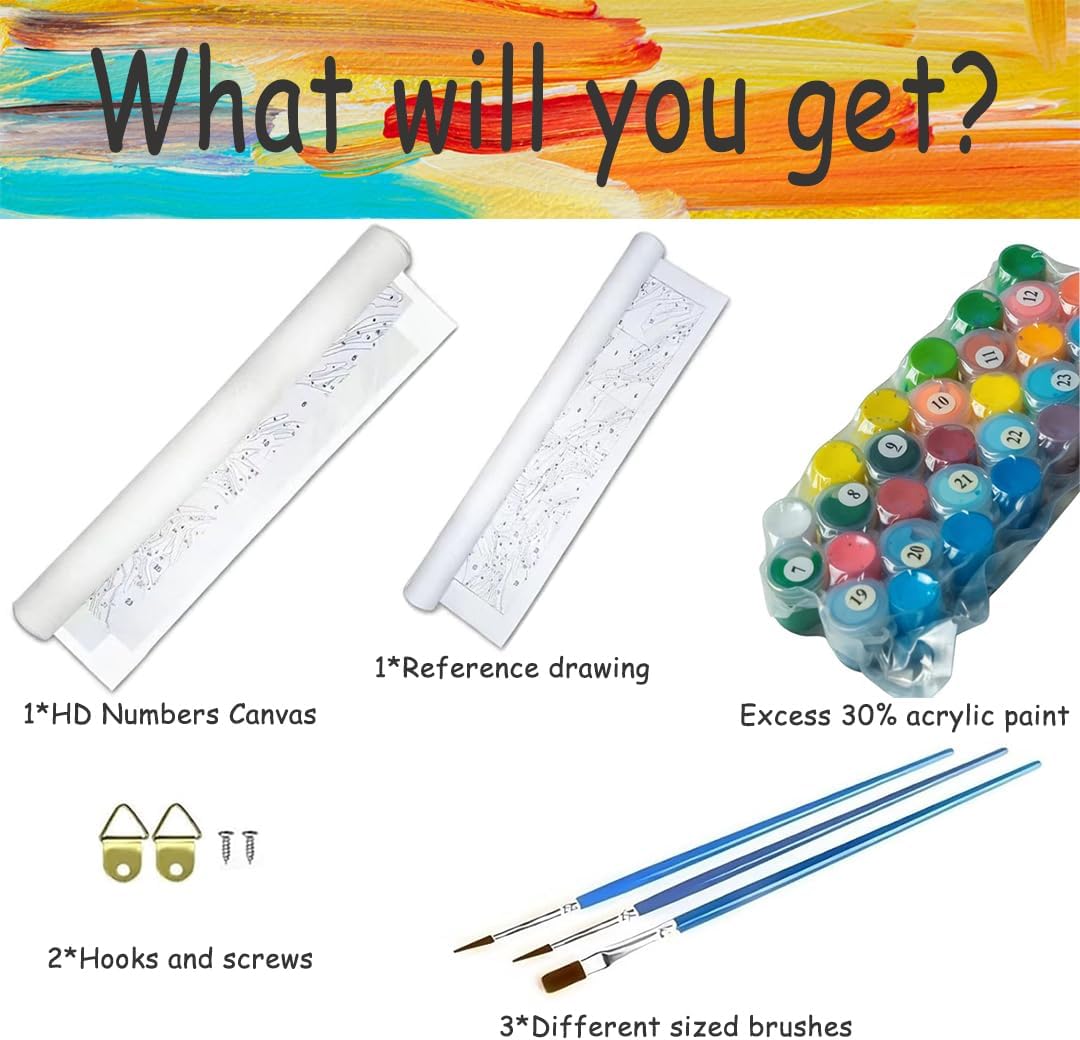 Paint by Numbers Kit for Adults,Rose Vase ainting by Numbers for Beginners