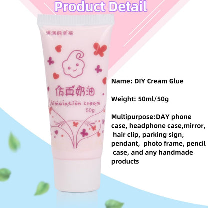 Cream Glue for Crafts, 4pcs (50g) White Decoden Cream DIY Phone Case Kit