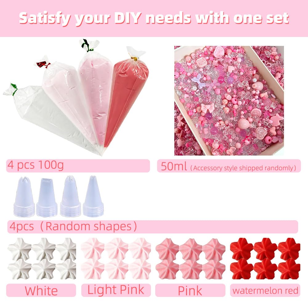 Cream Glue Kit, 4 Tubes Pink Series Cream Glue