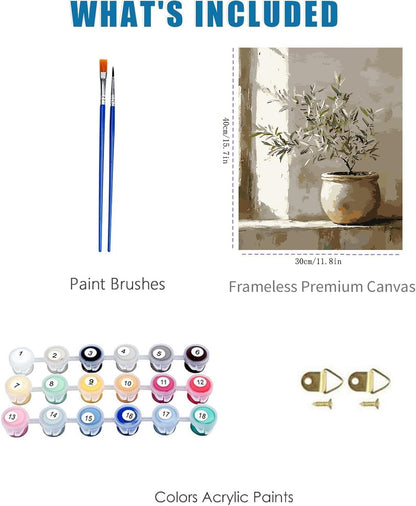 YOLENIX Olive Tree Paint by Numbers Kit for Adults Beginner (Without Frame)