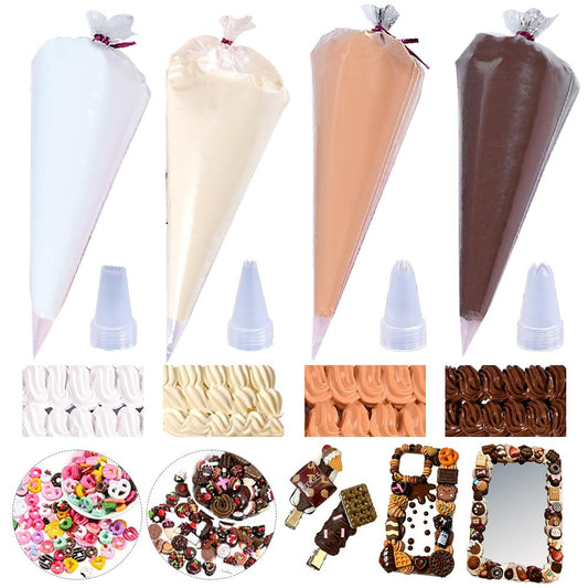 4 Colors Cream Glue Set，Include 4Pcs 100g Simulation Cream Glue with Nozzle 2 Pack Simulated Food Themed Ornaments DIY Phone Case Scrapbooking Resin Jewelry Making