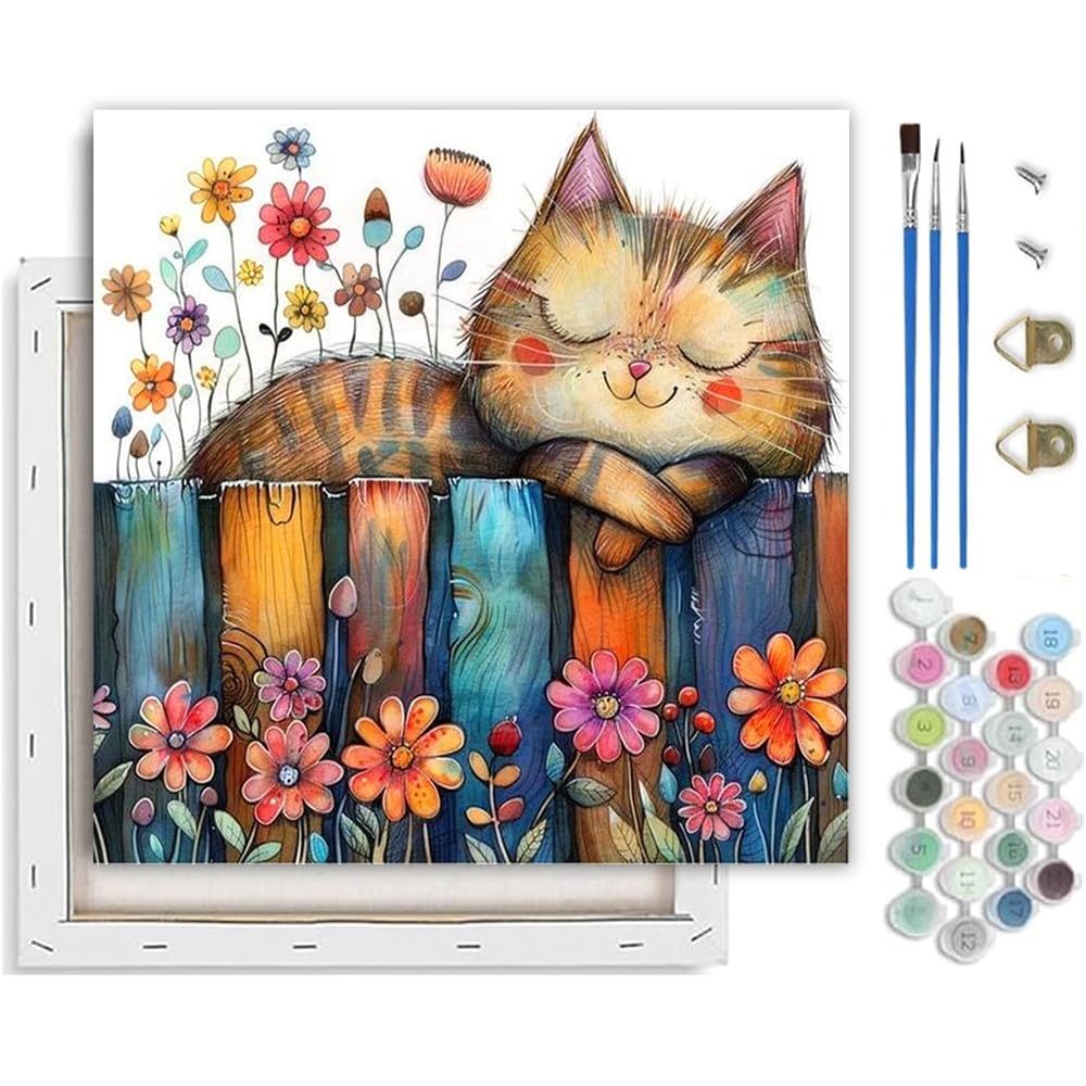 TCDZMYGS Pond Cat Paint by Numbers Kit for Adults Beginner,10x12 in