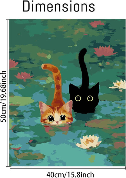 VIGEGU Black Cat Paint by Numbers Kit for Adults Beginner 16x20 Inch