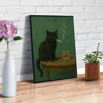 Cat Paint by Numbers Animals DIY Black Cat Painting On Canvas 16 x 20 inch