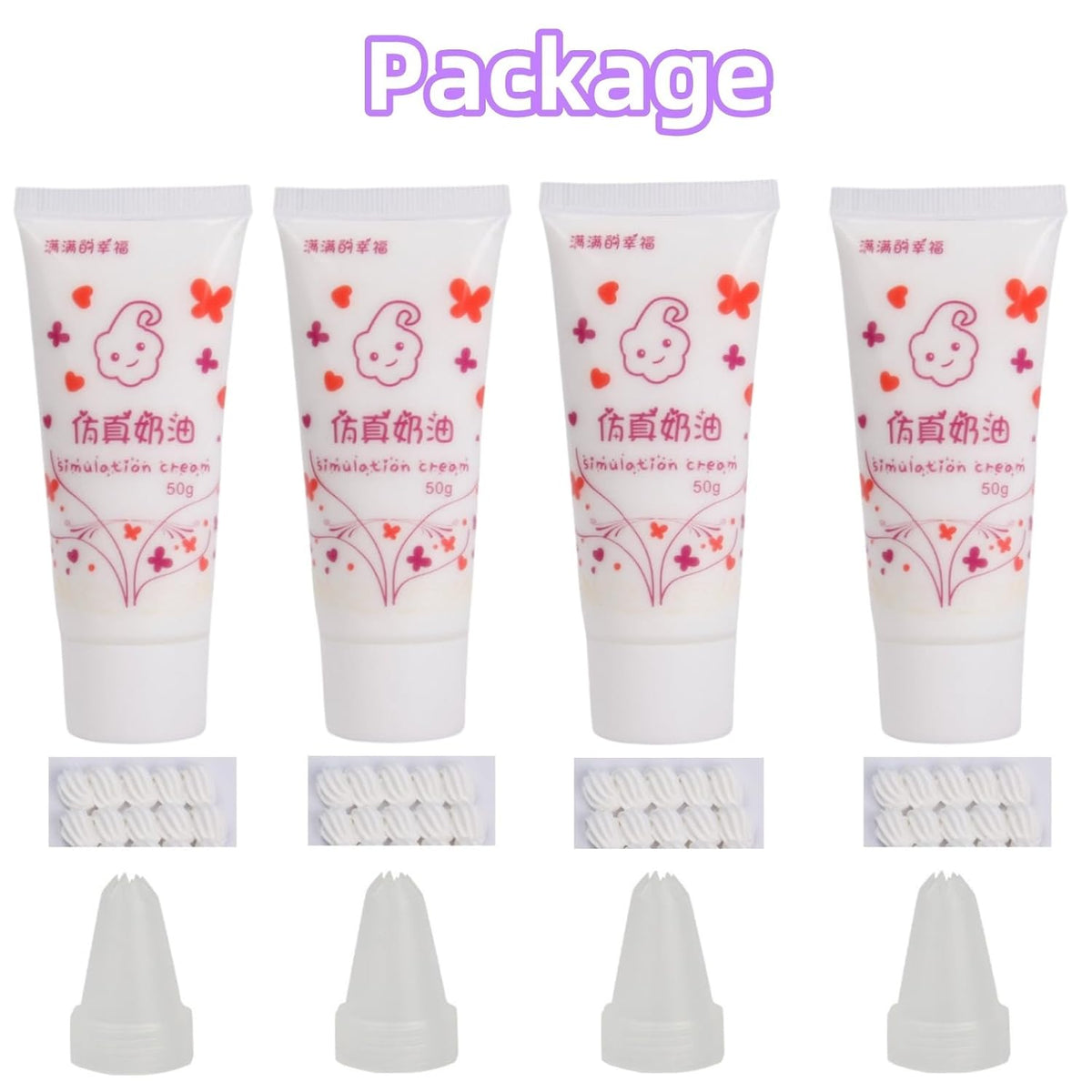 Cream Glue for Crafts, 4pcs (50g) White Decoden Cream DIY Phone Case Kit