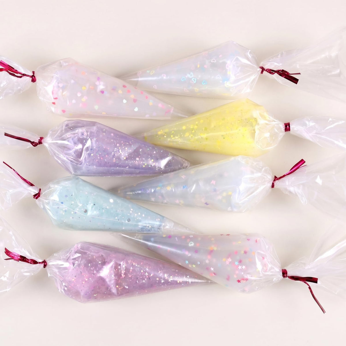 8Pcs 50g Clear Cream Glue Kit with Star, Heart & Butterfly Sequins, Fake Whipped Cream Glue for DIY Phone Case Hairpin Mirror, Craft for Birthday Christmas, with Plastic Decorating Mouth