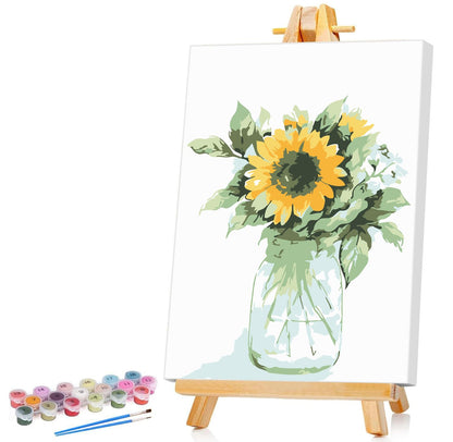 Ginkko Framed Paint by Numbers Kit for Adults 8X 12 inch, Vase Flowers