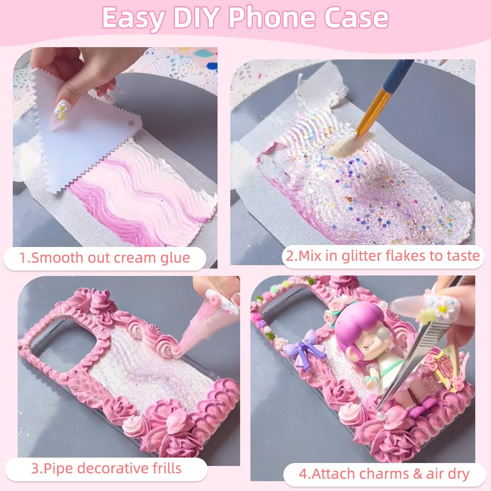 Cream Glue Kit, 4 Tubes Pink Series Cream Glue