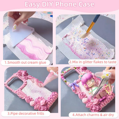 Cream Glue Kit, 4 Tubes Pink Series Cream Glue