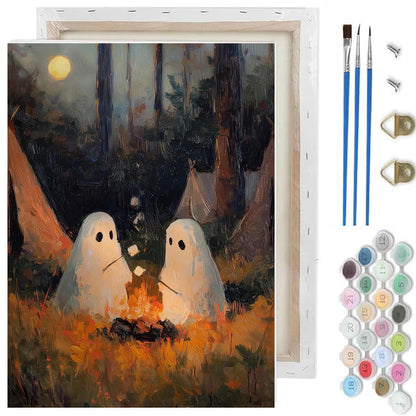 Halloween Paint by Numbers Kit for Adults,Ghost Paint by Number With Frame