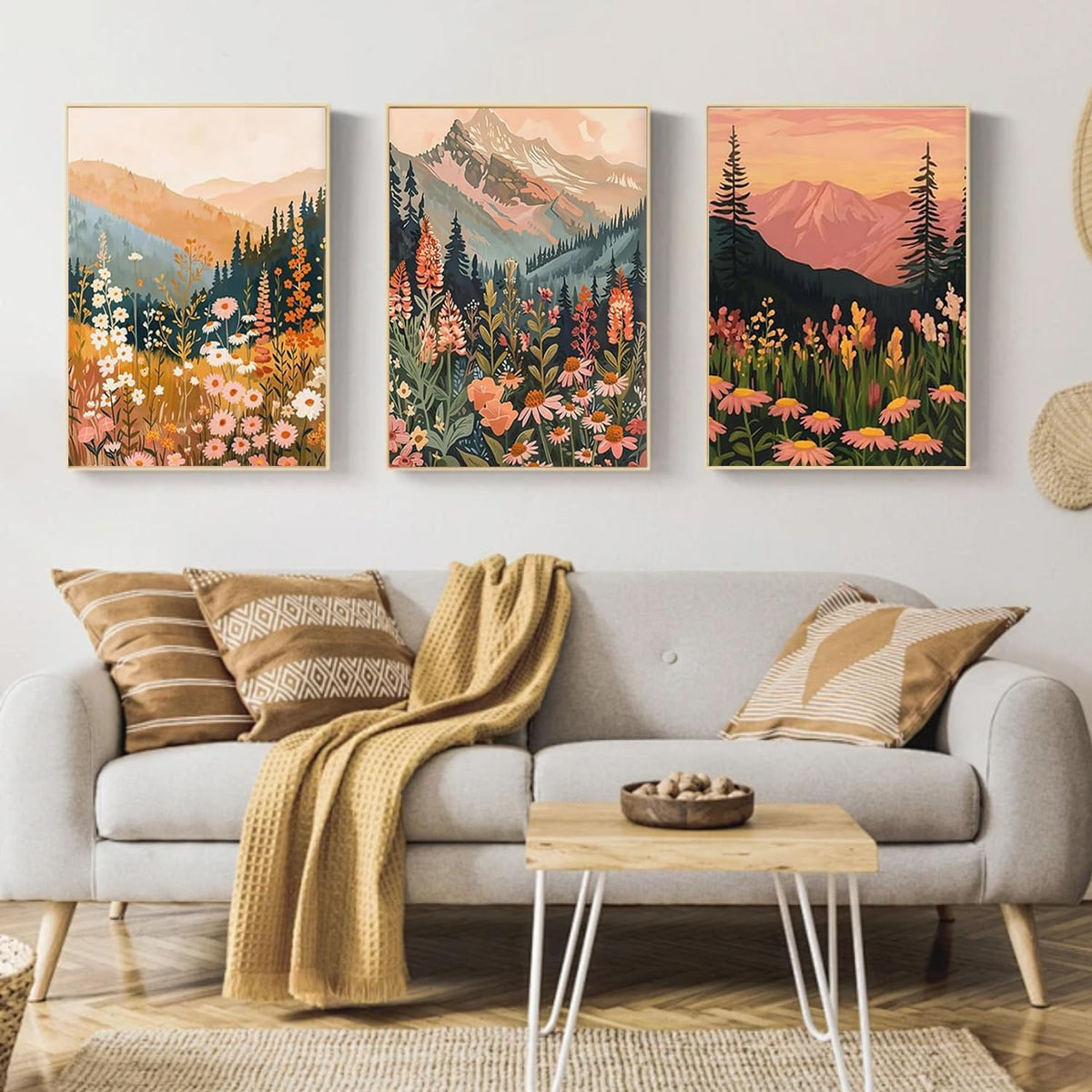 Mandun Landscape Paint by Numbers Kit for Adults, 3 Pack, 7.8x11.8 inch