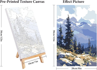 4 Pack Framed Paint by Numbers Kit for Adults Landscape with Wooden Easel
