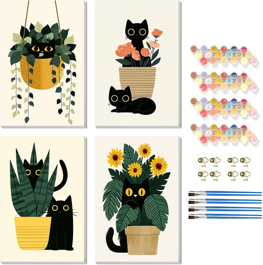 4 Pack Paint by Numbers Kit for Kids Cat Painting Kits for Kids Ages 8-12