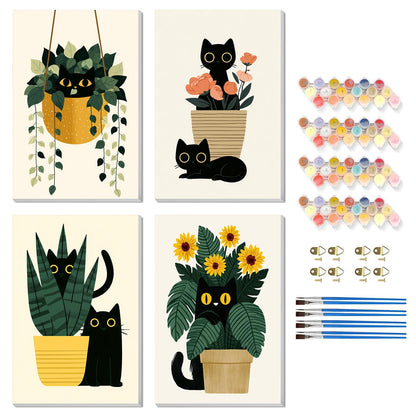 4 Pack Paint by Numbers Kit for Kids Cat Painting Kits for Kids Ages 8-12