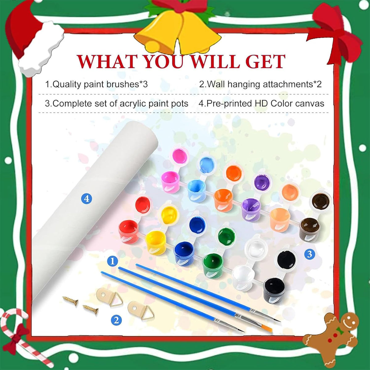 Christmas Paint by Numbers Kit for Adults, Adult Paint by Number 16x16inch