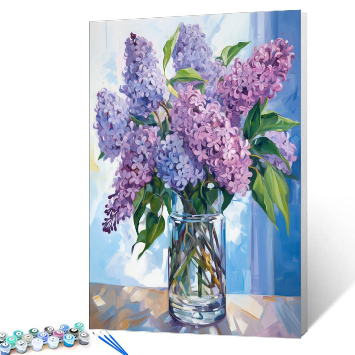 Tucocoo Hydrangea in Glass Vase Window Landscape Paint by Numbers for Adults Beautiful Flower DIY Paint by Numbers Acrylic Paint Canvas Colorful Flowers Painting Kits Art 16x20 Inch（Without Frame）