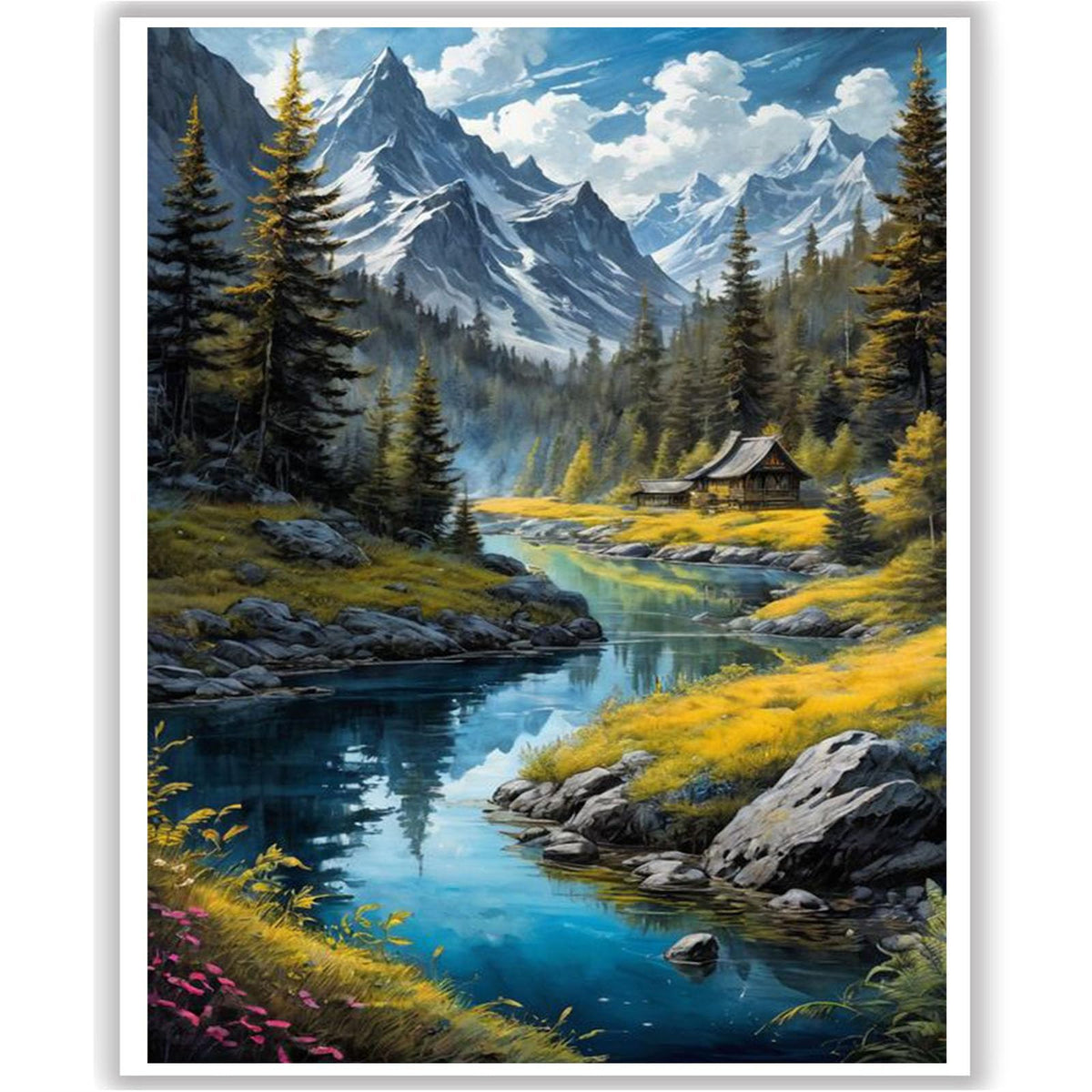 Mountain Paint by Number for Adults, Landscape Paint by Numbers for Adults