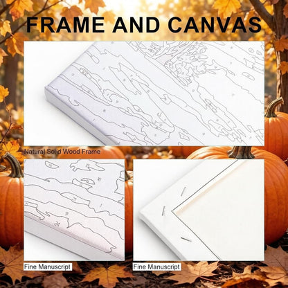 LWZAYS 6 Pack Fall Paint by Numbers Kit for Adults with Frame, Easy Autumn Paint by Number for Adults Beginner with Wooden Easel, DIY Painting by Numbers Canvas Framed for Home Decor 8 x 8 Inch